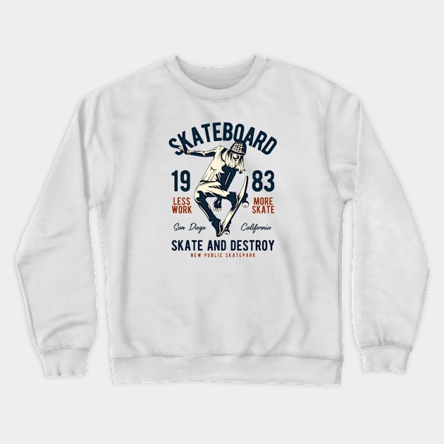 Skateboard Crewneck Sweatshirt by Design by Nara